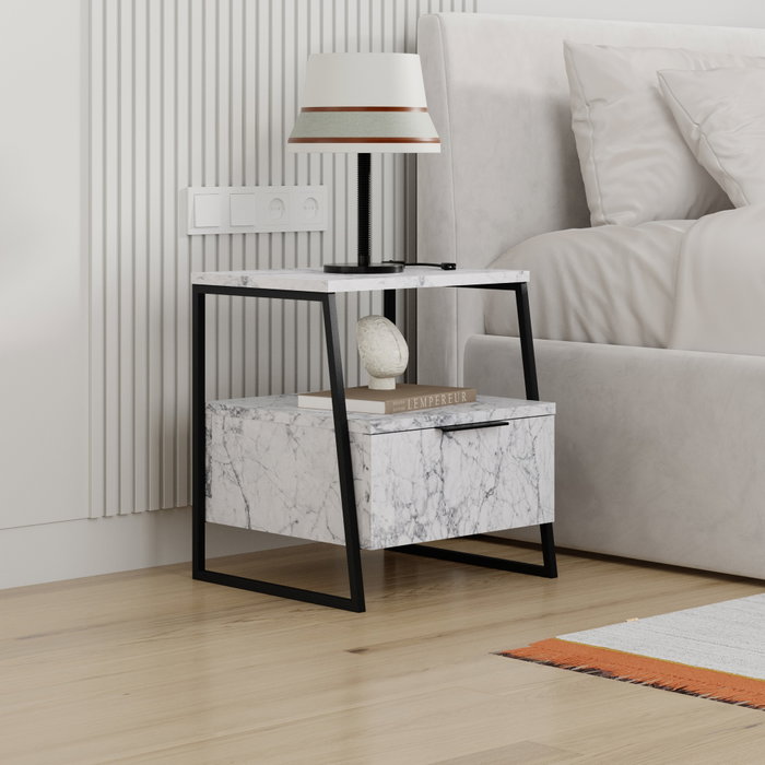 Hanah Home Mesilla de Noche Pal - Carrara Marble Hanah Home Mesilla de Noche Pal - Carrara Marble